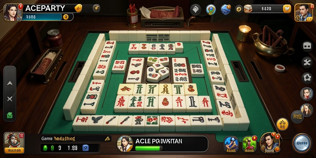 Tampilan gameplay ACEPARTY dengan mahjong seru dan menantang.