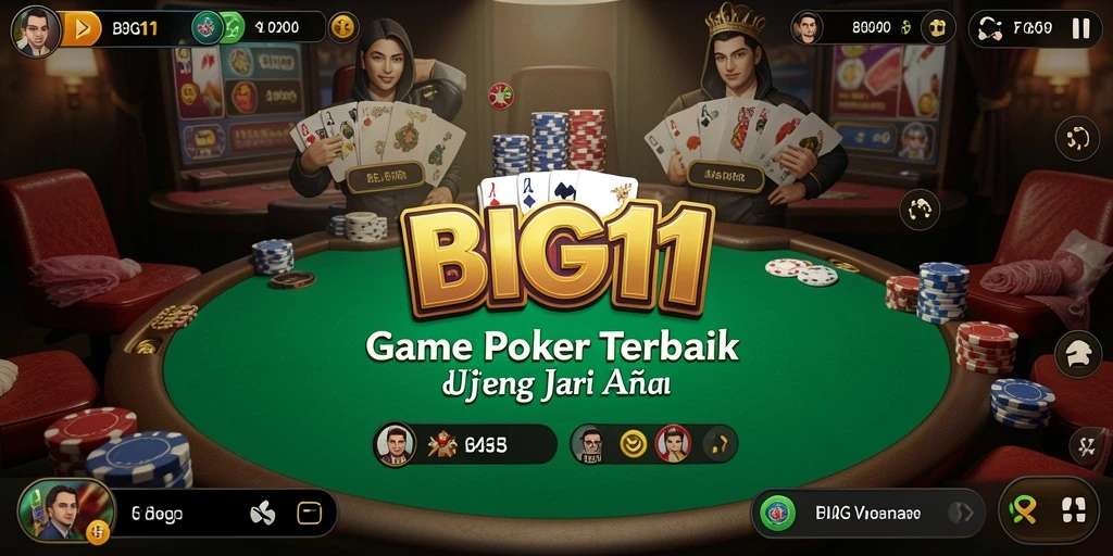 Screenshot gameplay <strong>BIG11</strong> menampilkan aksi poker yang mendebarkan.