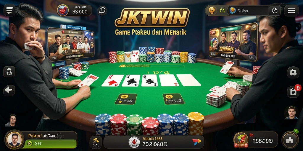 Screenshot gameplay JKTWIN menampilkan aksi Poker yang mendebarkan.