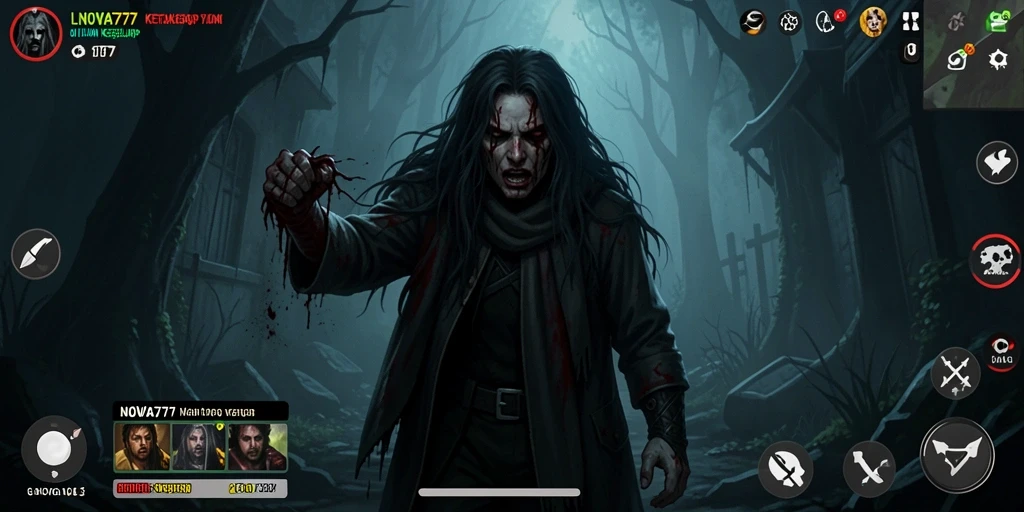 Screenshot gameplay LNOVA777 dengan suasana Horror yang mencekam.