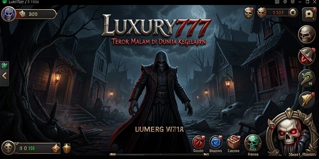 Screenshot gameplay LUXURY777 menampilkan suasana horor yang mencekam.