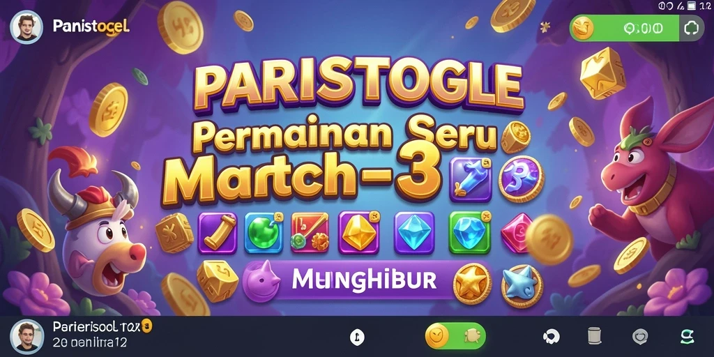Tangkapan layar PARISTOGEL menampilkan gameplay Match-3 yang seru dan berwarna.