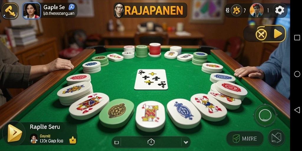 Tampilan menarik dari gameplay Gaple di RAJAPANEN.