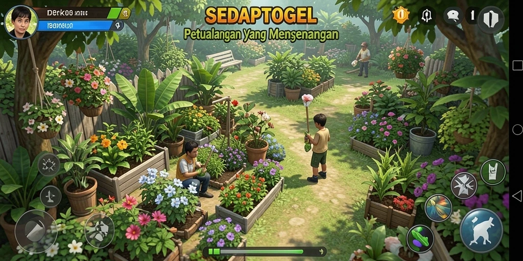 Tampilan grafik menarik SEDAPTOGEL saat berkebun.