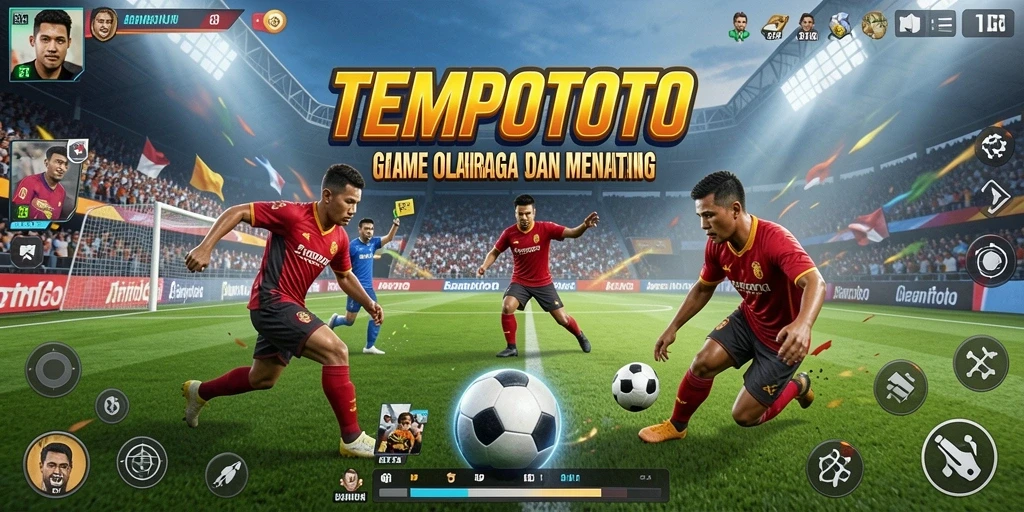 Tampilan gameplay <strong>TEMPOTOTO</strong> yang menampilkan aksi seru di lapangan.